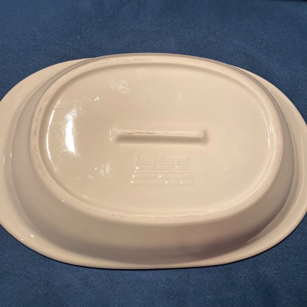 Longaberger Ivory Ceramic Woven Traditions Casserole Dish Cookware